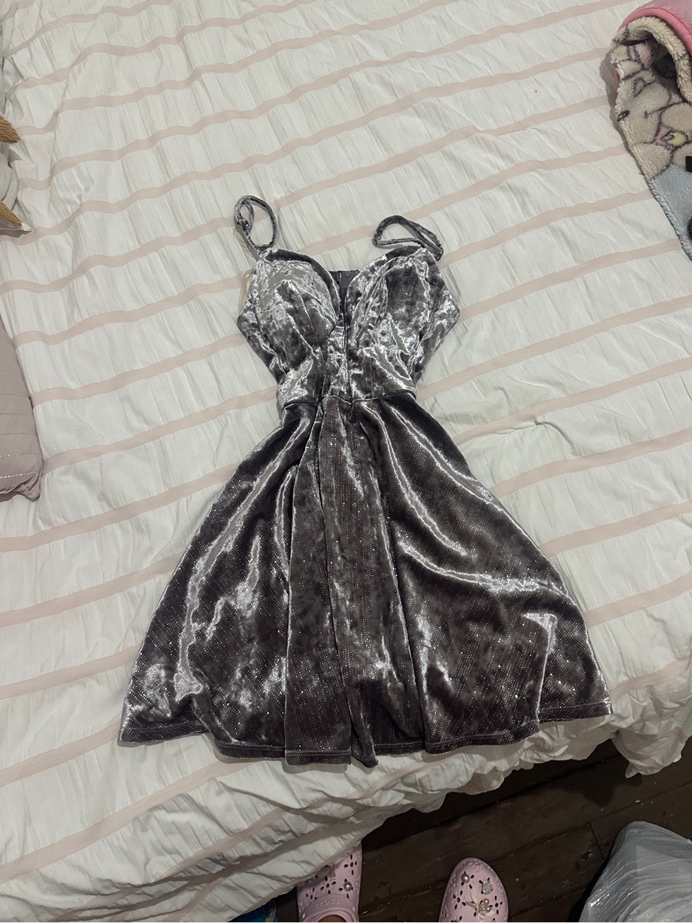 Speechless Silver Velvet Mini Dress